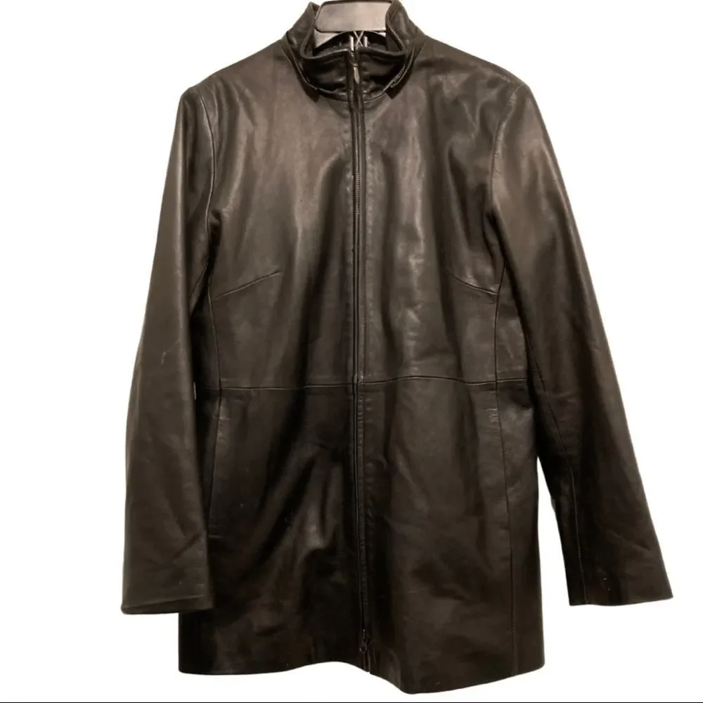 Burberry London Black Leather Bomber with Fur Hood